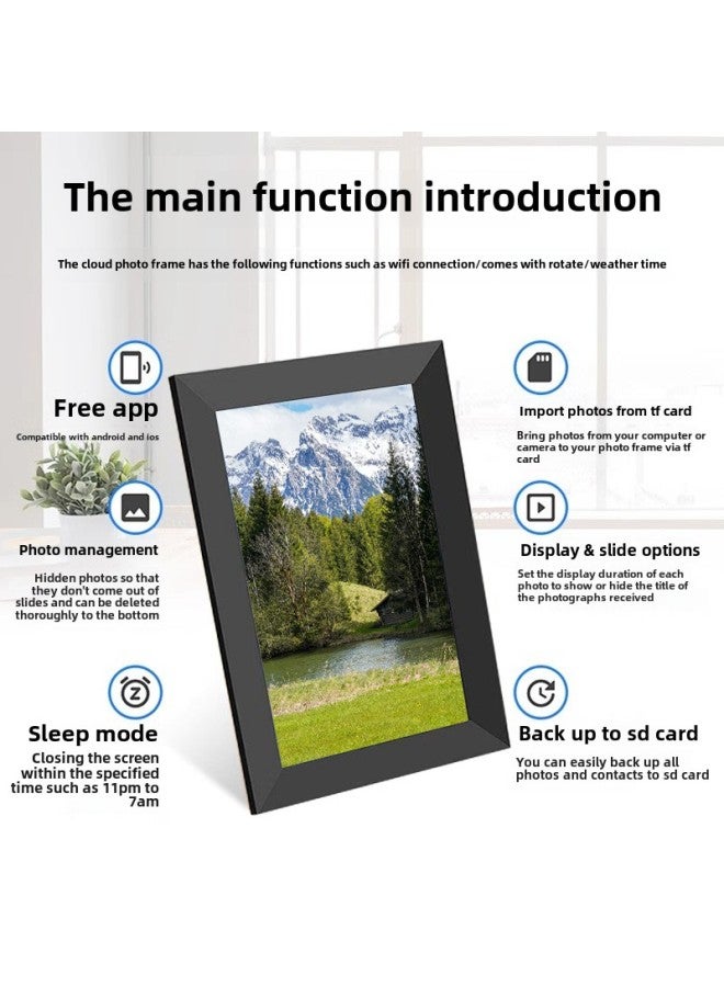 10.1 Inch Smart Cloud Photo Frame WiFi Digital Photo Frame Smart Touch Electronic Photo Album Automatic Loop Player-Color:10.1inch Cloud Photo Frame Black+white 32gb - Image 2