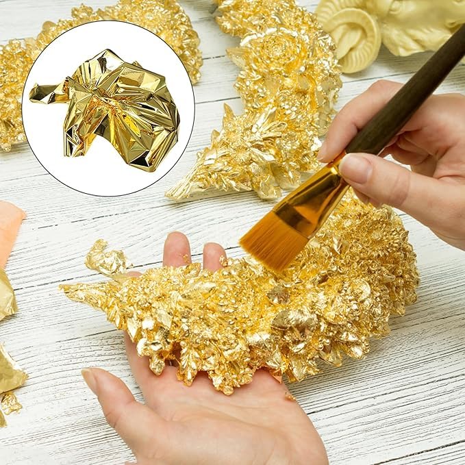 A.K GOLD LEAF 300 Sheets 8x8cm Gold Silver Rose Gold Leaf Sheets Foil Paper for Gilding Crafting DIY Arts Project Crafting Framing Decoration Makeup Spa Art Craft Work (GOLD,COPPER,SILVER) - Image 5
