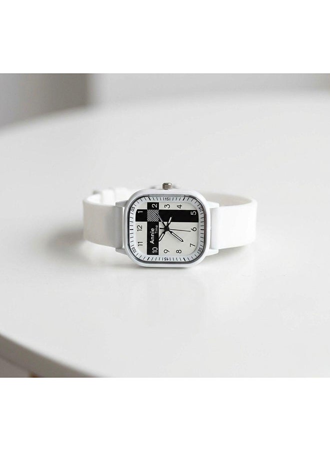 Toyland Kids Trendy Analog Wrist Watch with Square Dial – Casual Fashion Watch with Soft Strap-White - Image 2