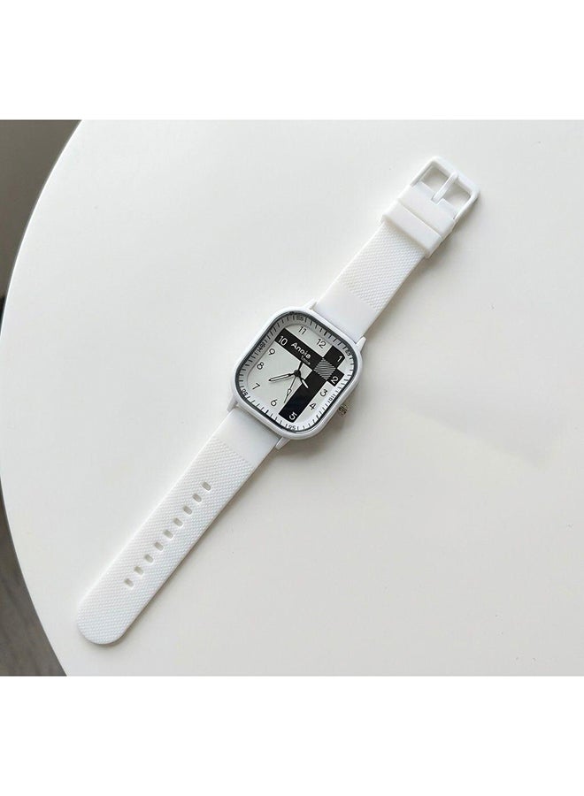 Toyland Kids Trendy Analog Wrist Watch with Square Dial – Casual Fashion Watch with Soft Strap-White - Image 3