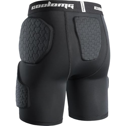 COOLOMG Youth Boys 5 Pad Football Girdle with Cup Pocket,Integrated Hip, Tailbone, Thigh Pads Black S - Image 1
