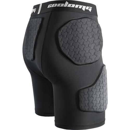 COOLOMG Youth Boys 5 Pad Football Girdle with Cup Pocket,Integrated Hip, Tailbone, Thigh Pads Black S - Image 2