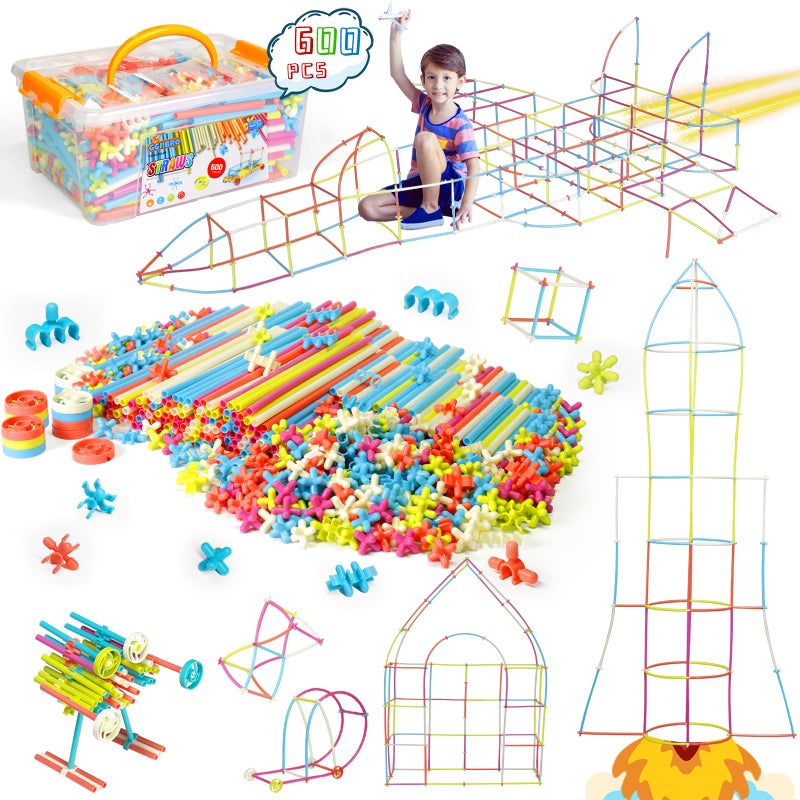 Ggiibro Straw Constructor STEM Building Toys Macaron 600Pcs Interlocking Gear Toy Sets for Kindergarten Classroom Engineering Thin Tube Blocks for 3 4 5 6 7 Years Kids Toy for Boys and Girls Gift - Image 3