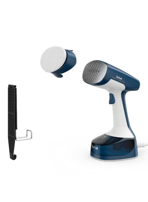TEFAL Access Steam Easy Handheld Steamer, 1400 W, Steam Output Up to 25 g/Min., Rapid 15-Second Heat-Up, Sanitizing, Light, Door Hook, DT7130G0 500 ml DT7130G0 White & blue