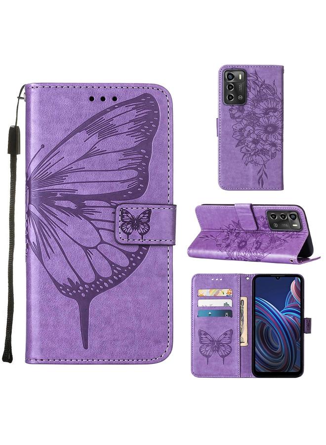 Case For ZTE Blade A72 5G Embossed Butterfly Flip Leather Phone Case
