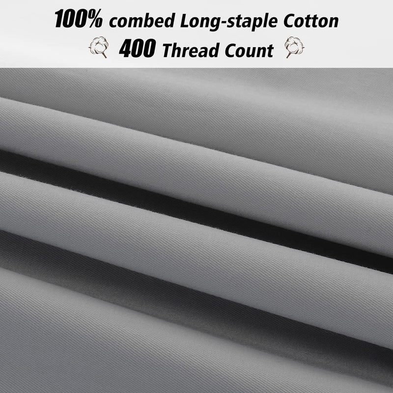 Lirex 2 Pack Pillow Cases 100% Cotton Breathable Pillowcases 20""X 30"" Queen Size Dark Grey - Image 5