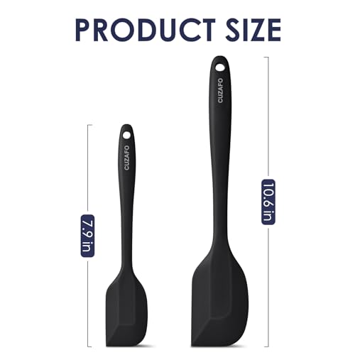 CUZAFO Heat Resistant 600℉ Silicone Spatula, BPA Free Mixing Spatulas set Dishwasher Safe for Nonstick Cookware, Black - Image 2