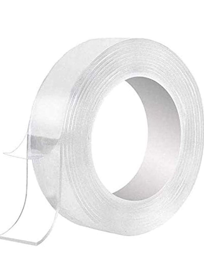 Generic SHOWAY Multipurpose Washable Double Sided Adhesive Tape nano Tape, Reusable Adhesive Silicone Tape for Walls, Kitchen, Carpet Fixing, Photos Pasting, etc Household & Industrial Gel Tape 3m  - Image 1