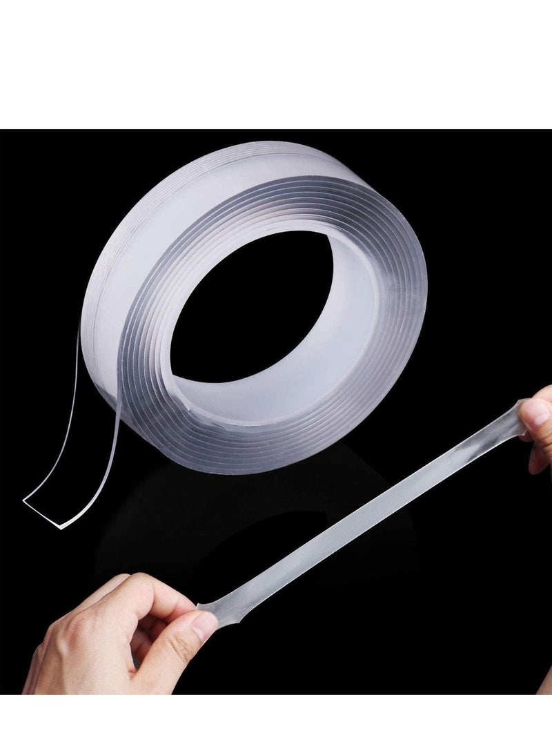 Generic SHOWAY Multipurpose Washable Double Sided Adhesive Tape nano Tape, Reusable Adhesive Silicone Tape for Walls, Kitchen, Carpet Fixing, Photos Pasting, etc Household & Industrial Gel Tape 3m  - Image 2
