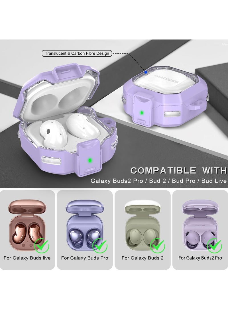SYOSI Cover Case for Galaxy Buds 2 Pro, Clear Protective Case Compatible with Galaxy Buds 2 Pro, Buds 2, Buds Pro, Buds Live with Fashion Keychain (Purple) - Image 2