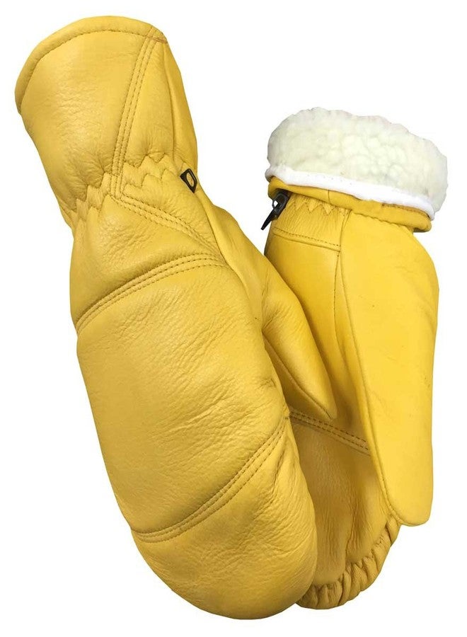 NORTH STAR Unisex Grain Deerskin Removeable Liner Chopper Mitten, Tan/Yellow. 53T