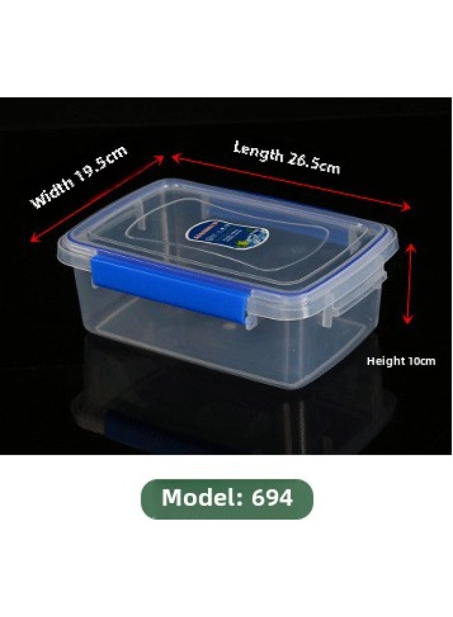 Food Grade Fresh-keeping Box Transparent Plastic Fresh-keeping Box Refrigerator Special Freezer Sealed Box Square Transparent Fresh-keeping Box-Specifications:694 Non-sealing Ring Storage Box (a 100)-Color:Transparent Color  - Image 1