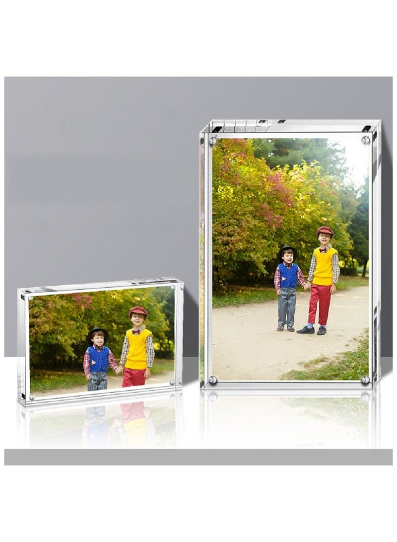 شاپ یوکاسا Acrylic Photo Frame - Double Sided Picture Frame with Magnetic, Clear Frameless Desktop Photo Block - Image 2