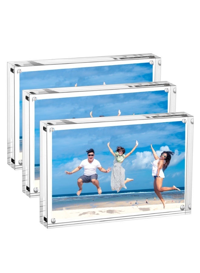 شاپ یوکاسا Acrylic Photo Frame - Double Sided Picture Frame with Magnetic, Clear Frameless Desktop Photo Block - Image 3