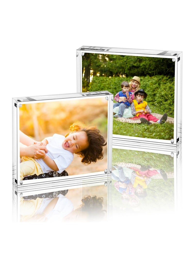 شاپ یوکاسا Acrylic Photo Frame - Double Sided Picture Frame with Magnetic, Clear Frameless Desktop Photo Block - Image 4