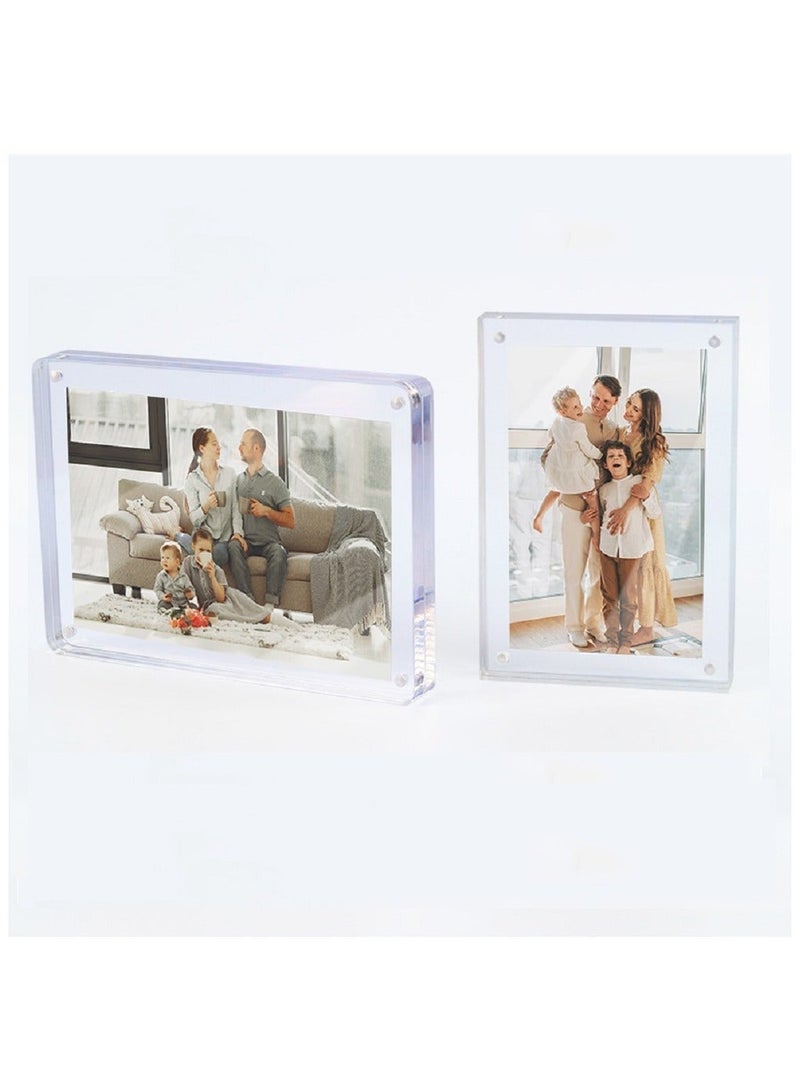 شاپ یوکاسا Acrylic Photo Frame - Double Sided Picture Frame with Magnetic, Clear Frameless Desktop Photo Block - Image 5
