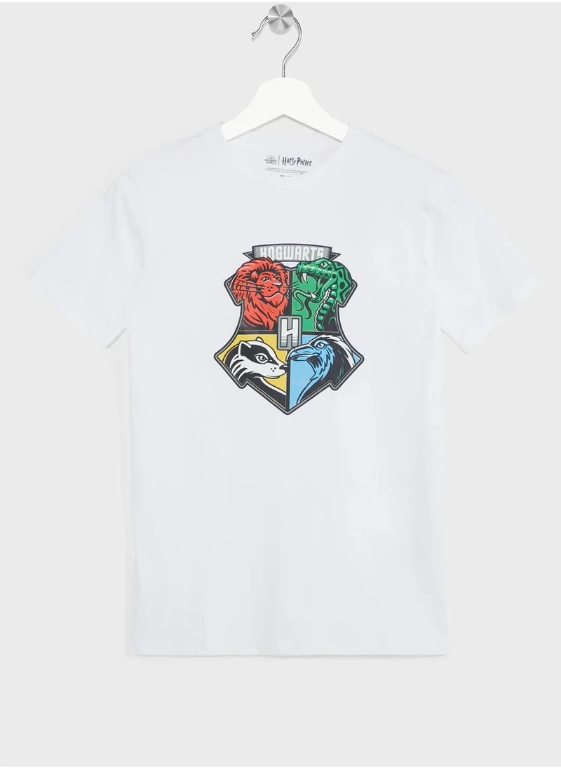 وارنر بروس Hogwarts Teen Boys Graphic Printed Tee