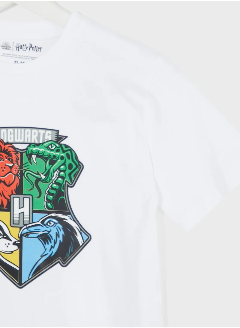 وارنر بروس Hogwarts Teen Boys Graphic Printed Tee