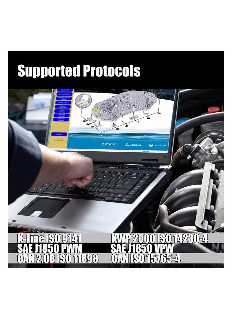 Generic VCI J2534 Cable Fit for Toyota TIS Techstream - Latest Version  Scanner Adapter Diagnostic Cable Scan Tool OBD2 Diagnostic Tool Support Win XP WIN7 WIN10 64bits Installation Support Online  - Image 5