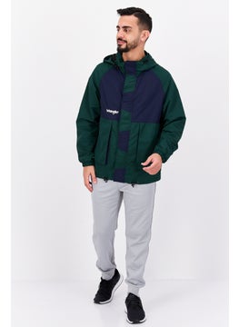 Wrangler Men Hoodie Long Sleeve Brand Logo Jacket, Dark Green  - Image 2