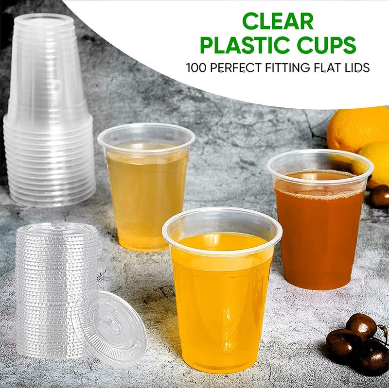 Green Direct 20 oz. Plastic Clear Cups With Flat Lids for Cold Drink/Bubble Boba/Iced Coffee/Tea/Smoothie Pack of 100 - Image 5