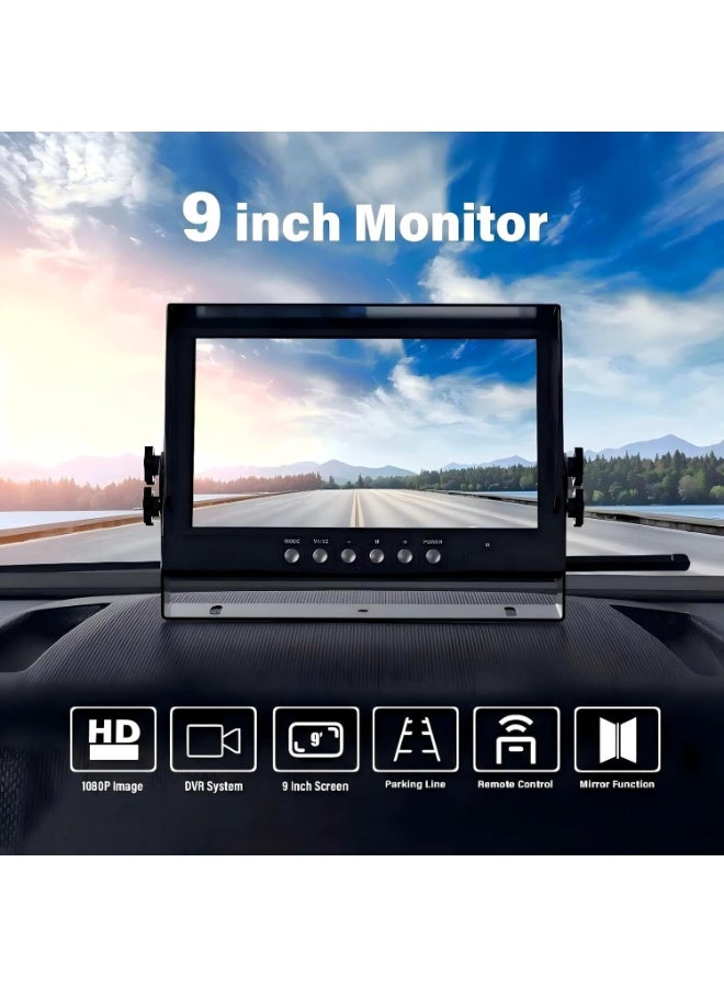 SHEZA STAR Car Backup Cameras System with 10 inch Quad Split Monitor for RV Trailer Semi Truck Camper Bus & 4 AHD 1080P Rear&Side View Cameras with DVR Record Function Night Vision IP69 Waterproof  - Image 2