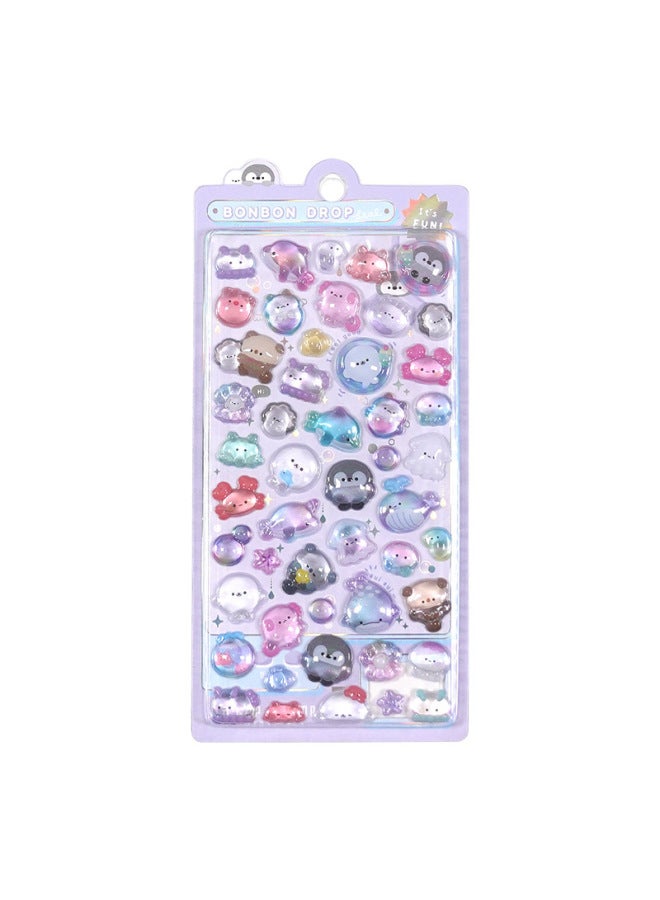 Flash Hot Shimmer Stickers 3d Relief Stickers Solid Children's Cartoon Animal Crystal Phone Case Decorations - Image 1