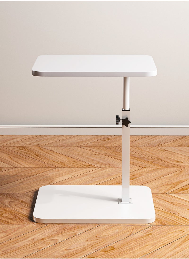 X spring C-Shaped  Side Table, White Liftable & Rotating End Table, Sturdy Metal Frame Small Table for Living Room, Bedroom, Balcony - Easy to Move  - Image 1