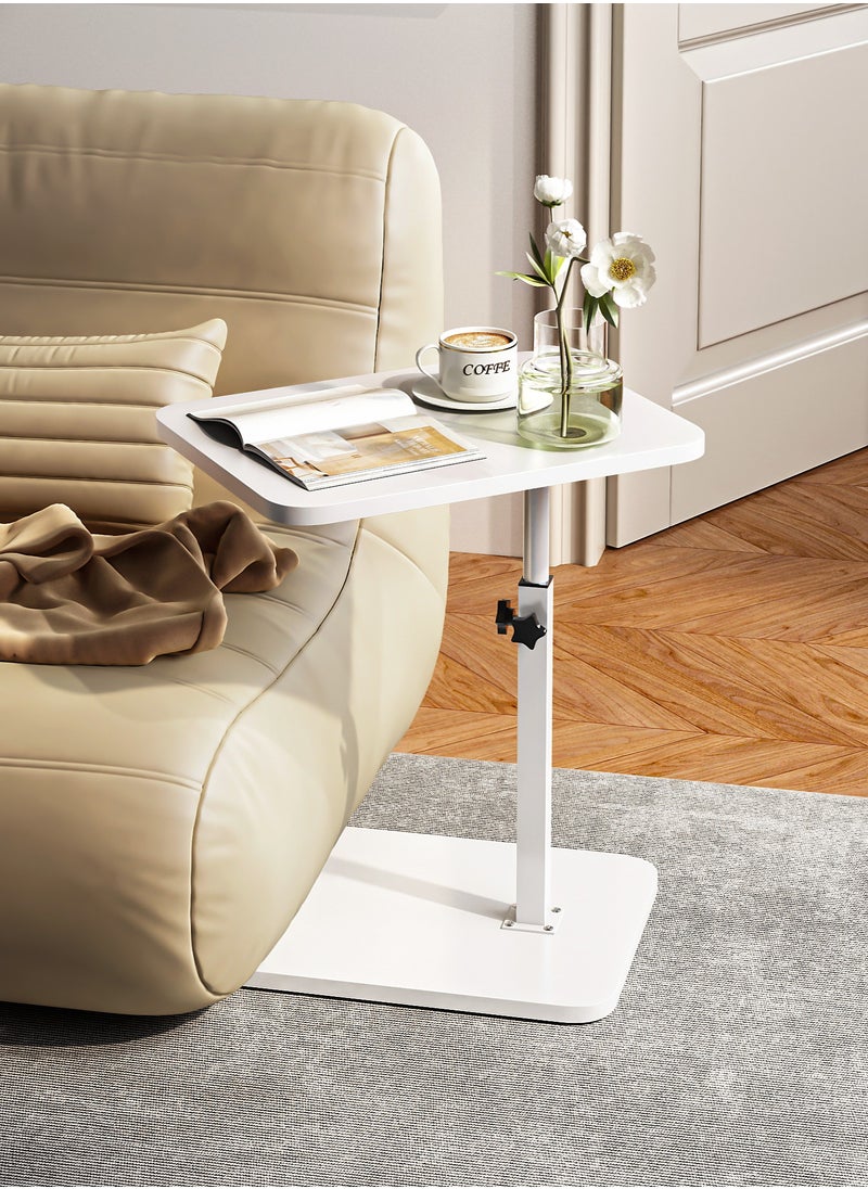 X spring C-Shaped  Side Table, White Liftable & Rotating End Table, Sturdy Metal Frame Small Table for Living Room, Bedroom, Balcony - Easy to Move  - Image 4