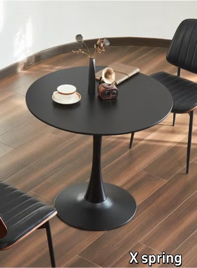 X spring Simple black coffee table-fixed round side serving table-wide base side coffee tables for sofa / living room - Image 3