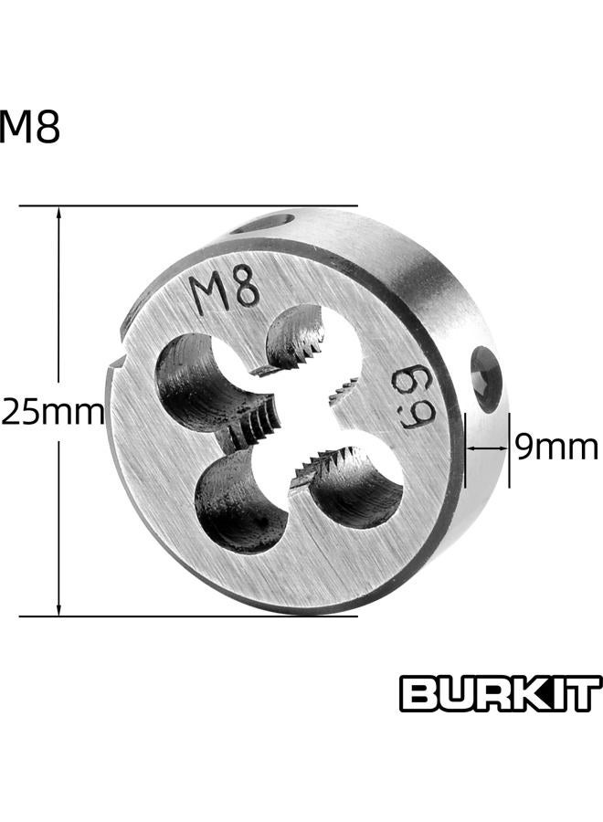 Burkit M8 X 1.25 Tap and Die Set, M8 x 1.25 Machine Thread Tap and Round Die Right Hand - Image 3