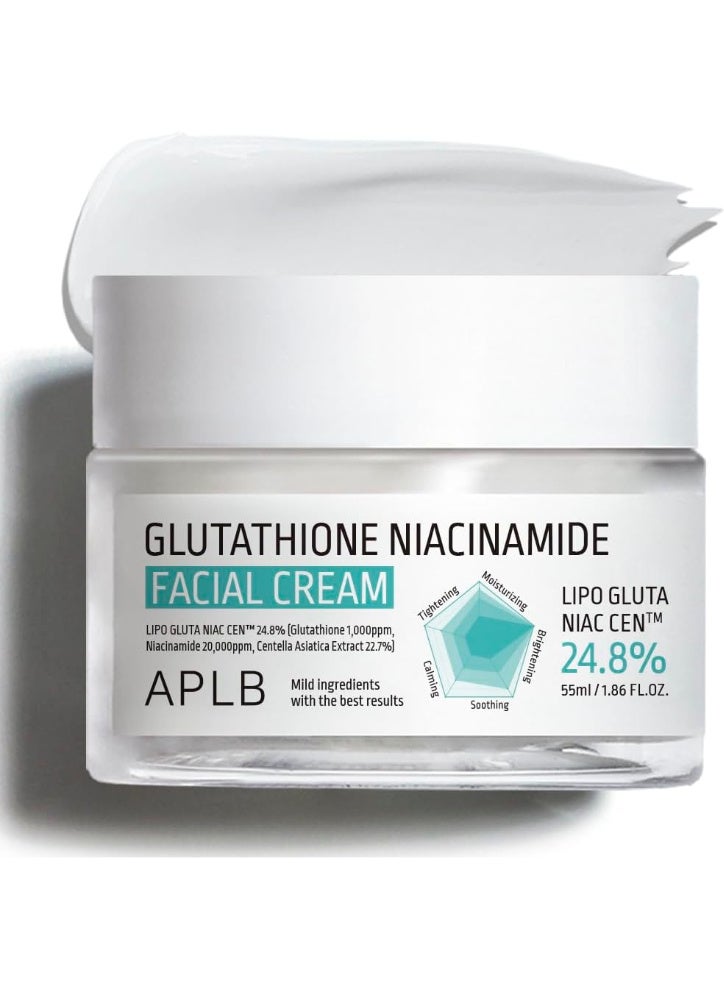 APLB Glutathione Niacinamide Facial Cream | LIPO GLUTA NIAC CEN™ 24.8% 1.86 FL.OZ/Korean Skincare, Deep hydration, Niacinamide, Improve skin elasticity, Improve skin texture - Image 1