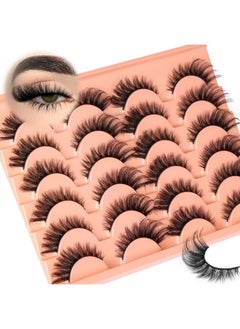 Zegaine Lashes Fluffy False Eyelashes Cat Eye Faux Mink Lashes Natural Look Long Wispy Fake Lashes Fluffy Fox Eyelashes Extensions 12 Pairs Volume Dramatic Lashes Strips 8-18Mm By Zegaine  - Image 1