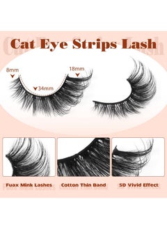 Zegaine Lashes Fluffy False Eyelashes Cat Eye Faux Mink Lashes Natural Look Long Wispy Fake Lashes Fluffy Fox Eyelashes Extensions 12 Pairs Volume Dramatic Lashes Strips 8-18Mm By Zegaine  - Image 3
