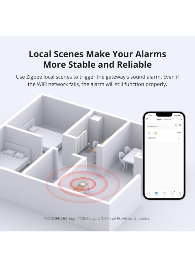 SONOFF SNZB-05P Zigbee Water Leak Sensor without Detection Cable, Wireless Mini Flood Detector for Alarm System and Smart Home Automation, Water Sensor Alarm for Kitchen Bathroom Basement - Image 2