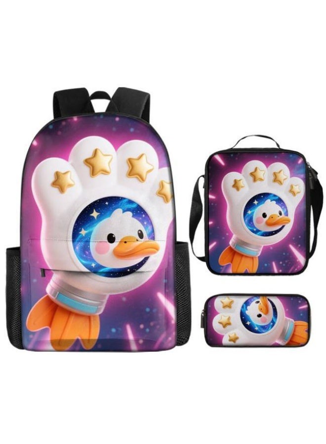 Bright Li Fire Fashion is unlimited! Cartoon bag three-piece set, suitable for a variety of scenes for students and teenagers (available for students, children, friends on outings, mountain climbing, schooling, etc.) - 23 - Image 2