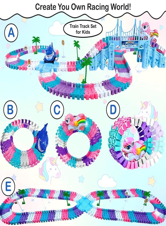 سنابترون مجموعة سيارات سباق سنابترون يونيكورن 194 قطعة للأطفال | مسارات مرنة يمكنك تركيبها بنفسك مع سيارات يونيكورن وسمكة قرش | ألعاب مسارات للأطفال | مجموعة مسارات قطار للبنات | مجموعة قطار للأطفال، ألعاب للبنات من عمر 3 سنوات فما فوق - Image 4