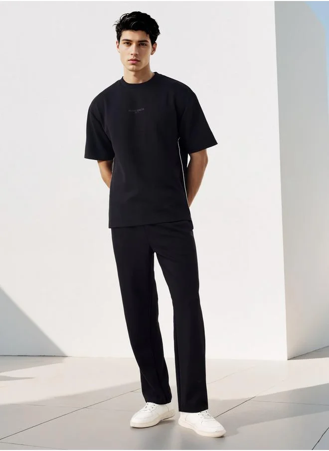 Kappa Kappa Printed Crew Neck T-shirt with Side Piping