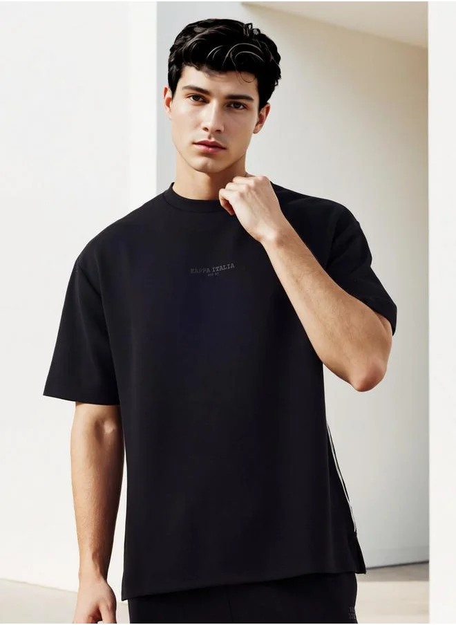 Kappa Kappa Printed Crew Neck T-shirt with Side Piping