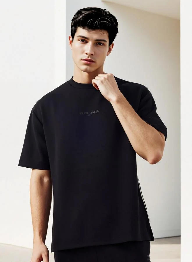 Kappa Printed Crew Neck T-shirt with Side Piping