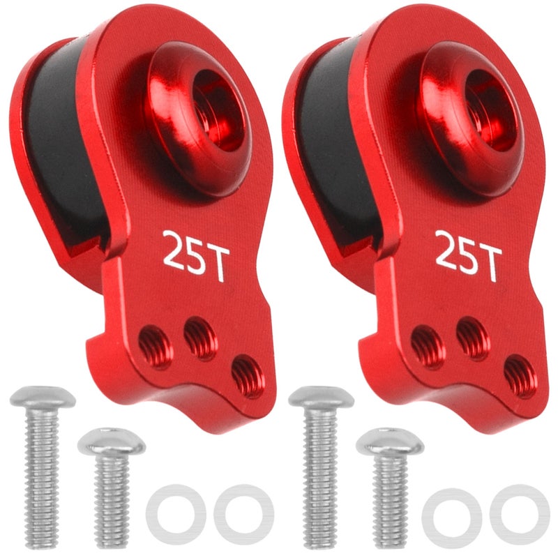 Vgoohobby 2Pcs Vgoohobby Aluminum RC 25T Servo Saver Adjustable HiTorque Servo Saver Compatible with Futaba Tamiya Servos 110 Traxxas TRX4 TRX6 SCX10 Capra RC Car Red - Image 3