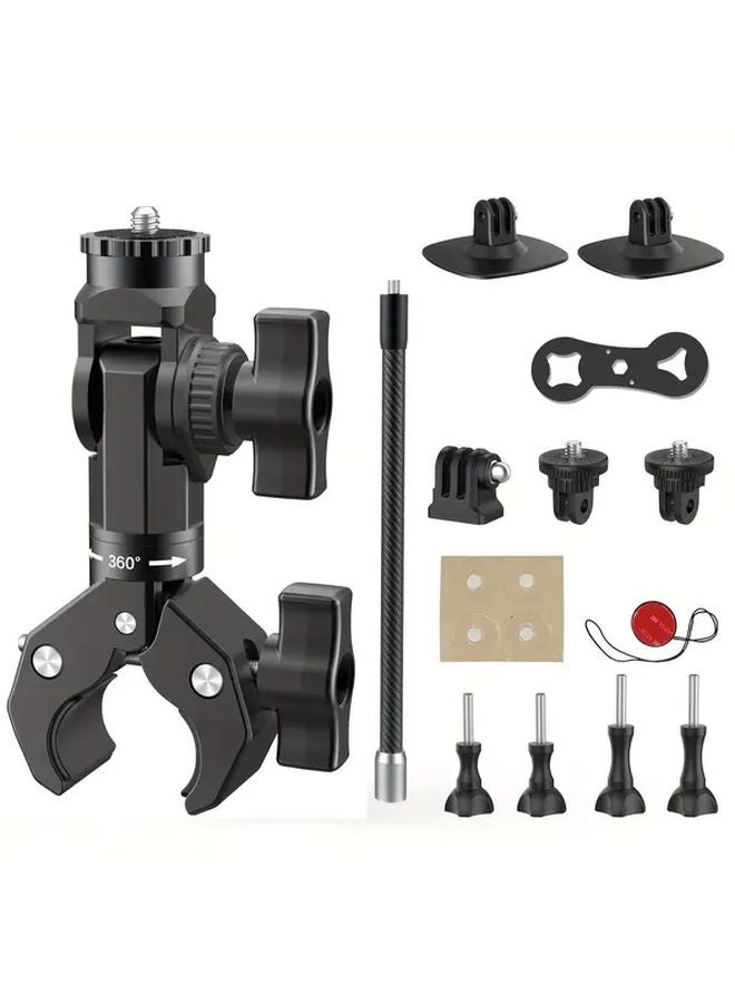 Black All In One Camera Mounting Kit For GoPro Insta360 DJI Adjustable Extension Rod - Image 2