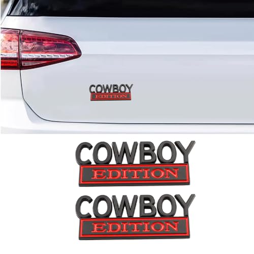 CARRUN Cowboy Edition Emblem Car Side Rear Front Trunk Door Fender Bumper Metal Badge 3D Decal Sticker Fit for F-150 F250 F350 Silverdo 1500 2500 Sierra GMC Chevy C10 C15 Car Truck SUV (Black Red) - Image 5