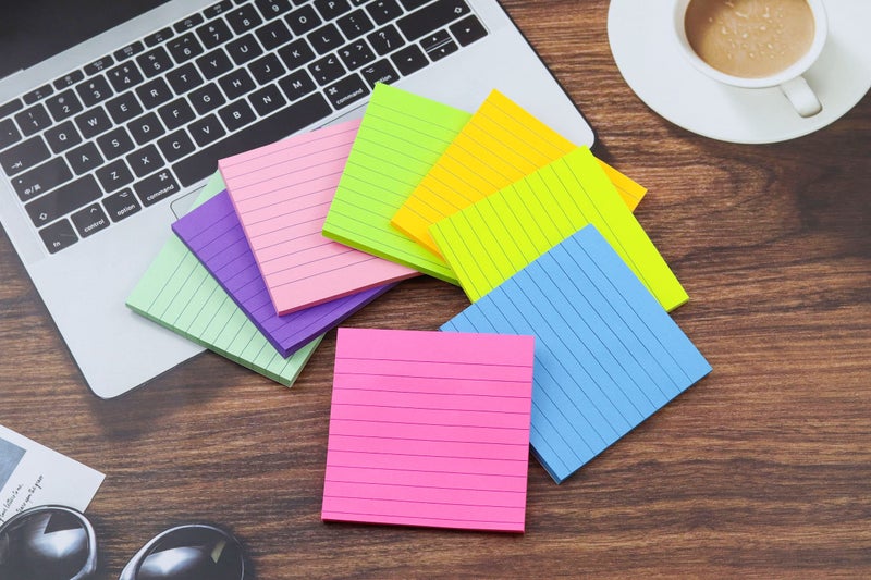 YEECOK 8 Pads Lined Sticky Notes 4x4 in Post, 8 Colors Self Sticky Notes Pad Its, Bright Stickies Colorful Big Square Sticky Notes for Office, Home, School, Meeting, 50 Sheets/Pad - Image 5
