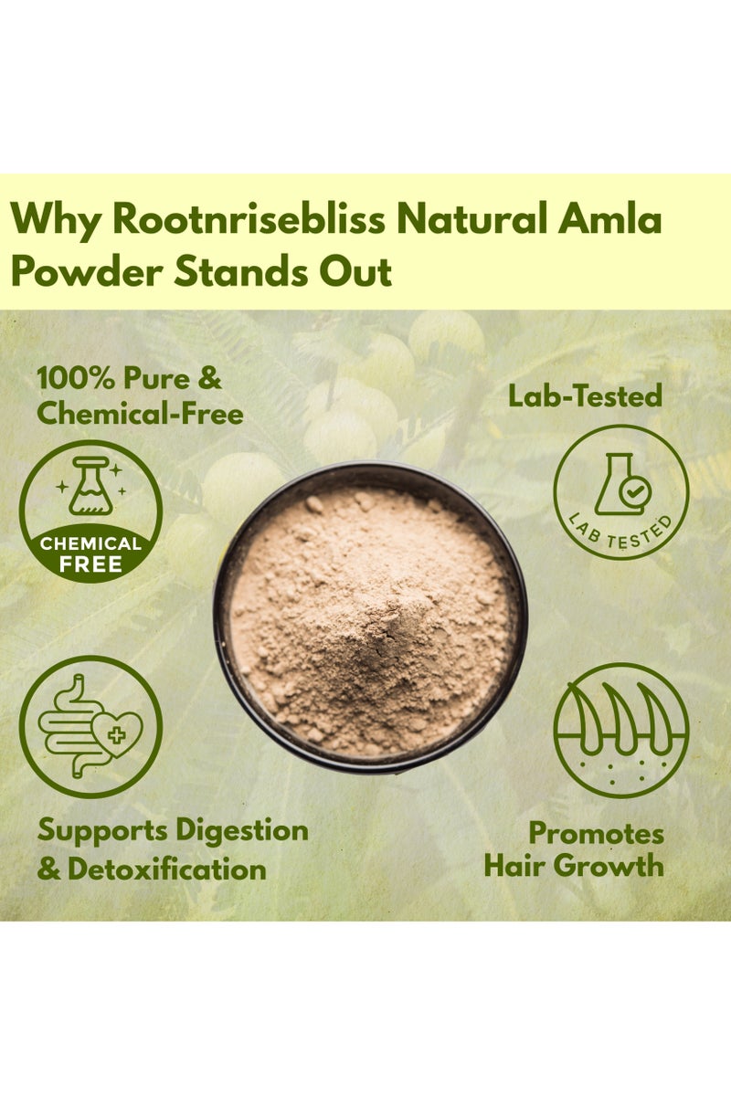 ROOTNRISEBLISS Amla Powder 498g, Indian Gooseberry Powder – Pure & Natural Superfood, Supports Hair Growth, Glowing Skin, Immunity, Digestion & Weight Management, Rich in Vitamin C, No Additives - Image 3
