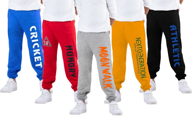 KYDA KIDS® Boys 100% Pure Cotton Loose Fit Track Pants | Elastic Waist Soft Breathable Summer Wear | Comfortable Casual Kids Trousers (Pack of 5) - Image 1