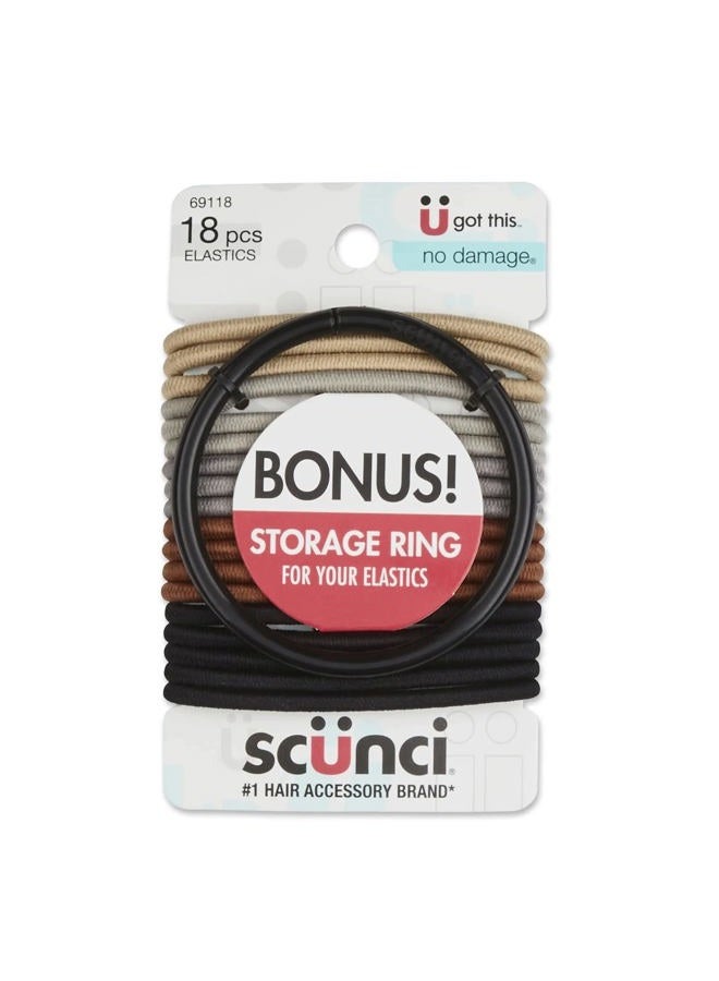 No Damage Hair Elastics in Neutral Colors, Assorted, 18-Pieces