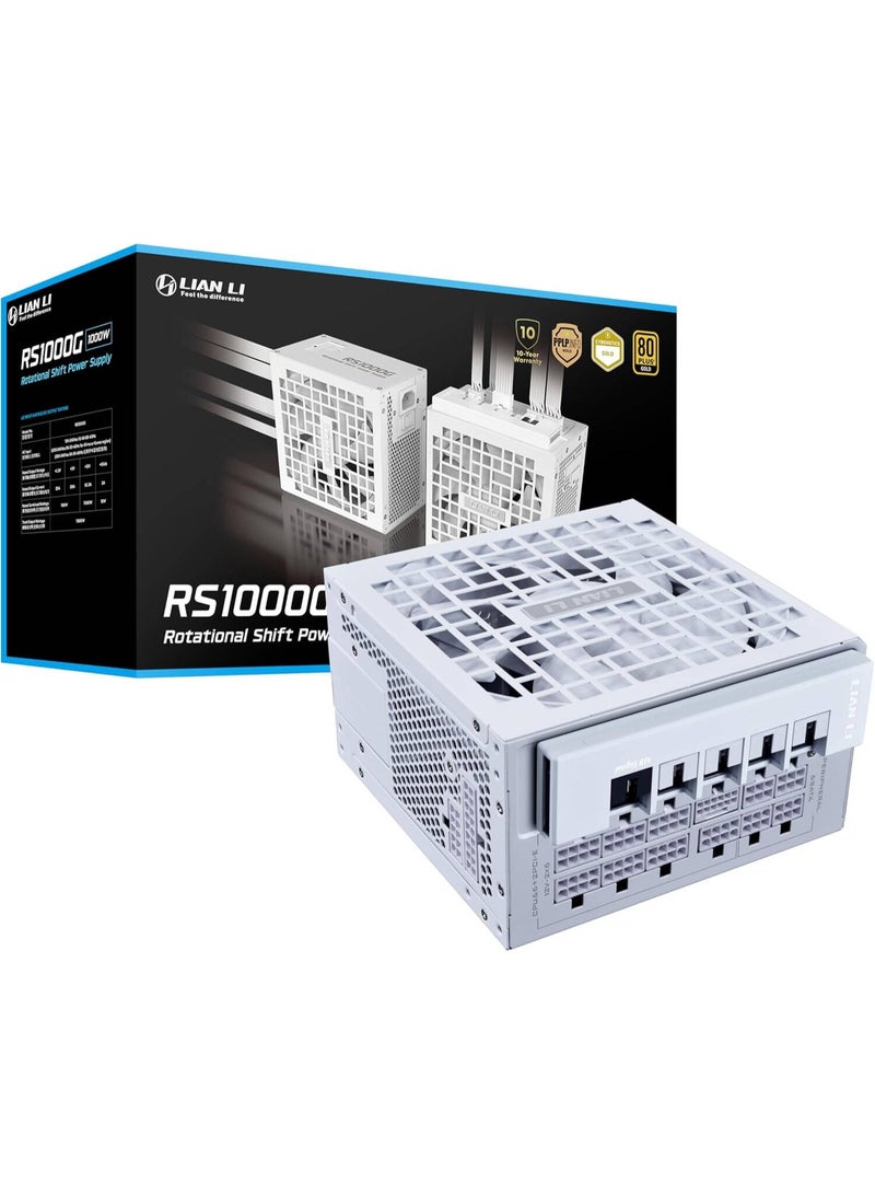 LIAN LI RS1000G 1000W ATX 3.1 Fully Modular Power Supply with RS Hub, 80 PLUS Gold, Cybenetics Platinum, 12V-2×6, 135mm FDB Fan, Fanless Mode, White | RS1000G.WH00 - Image 1