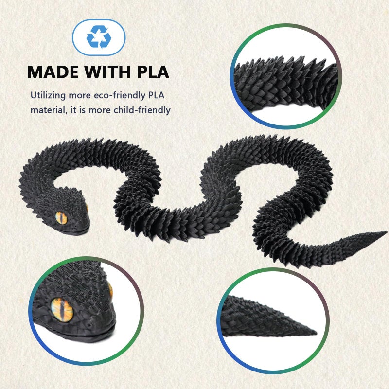 UXBSTM 24in 3D Printed Snake Toys, Flexible 3D Printed Animal, Fidget ADHD Snake Toys, Perfect Desk Pet for Animal Collectors, Easter Basket Essentials, Easter Basket Stuffers - Image 3