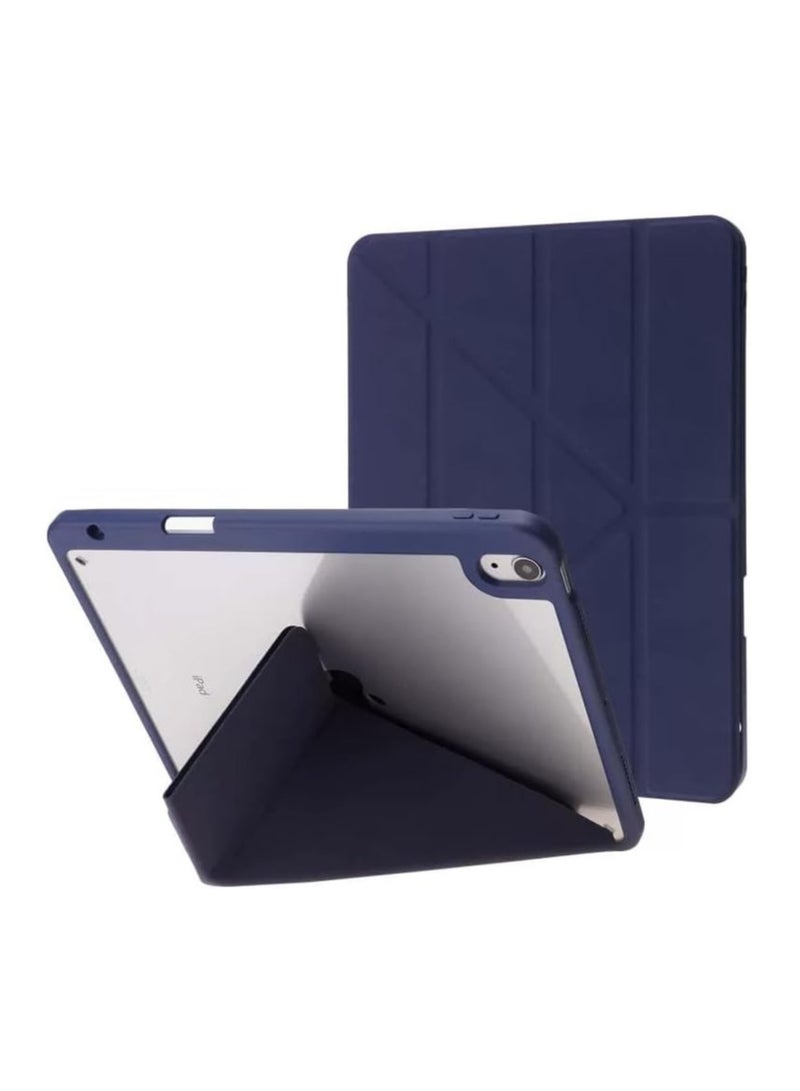 Case for for iPad Air 11 inch (2024\2025) M2 air 4\5 with Pencil Holder, 5-in-1 Multiple Viewing Angles, Soft Clear Back Cover, Auto Wake/Sleep, (Dark Blue) - Image 1
